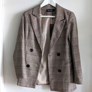 NWT Double Breasted Plaid Jacket